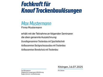 Fachkraft für Knauf Trockenbaulösungen
